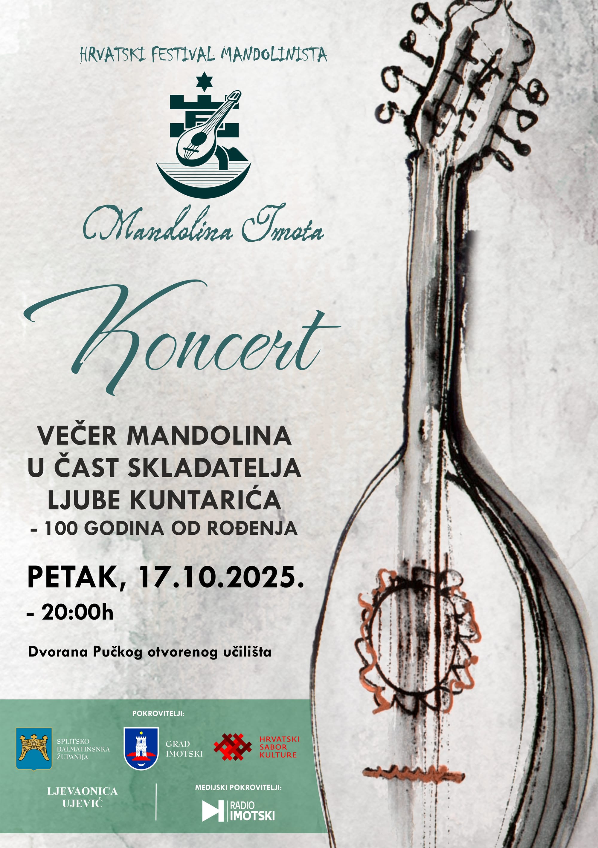 Hrvatski festival Mandolina Imota započinje koncertom u čast skladatelja Ljube Kuntarića