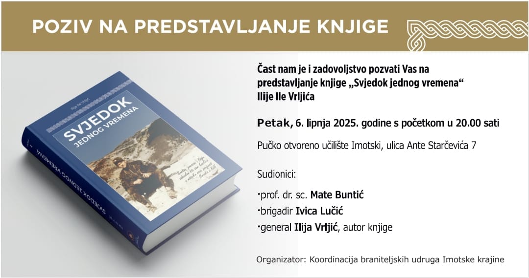 U petak promocija knjige Ilije Vrljića “Svjedok jednog vremena”