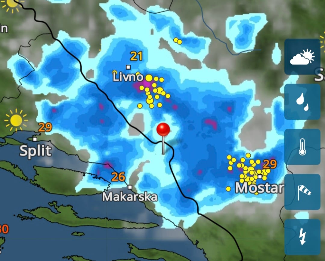 DHMZ najavljuje nevrijeme na našem području u popodnevnim satima