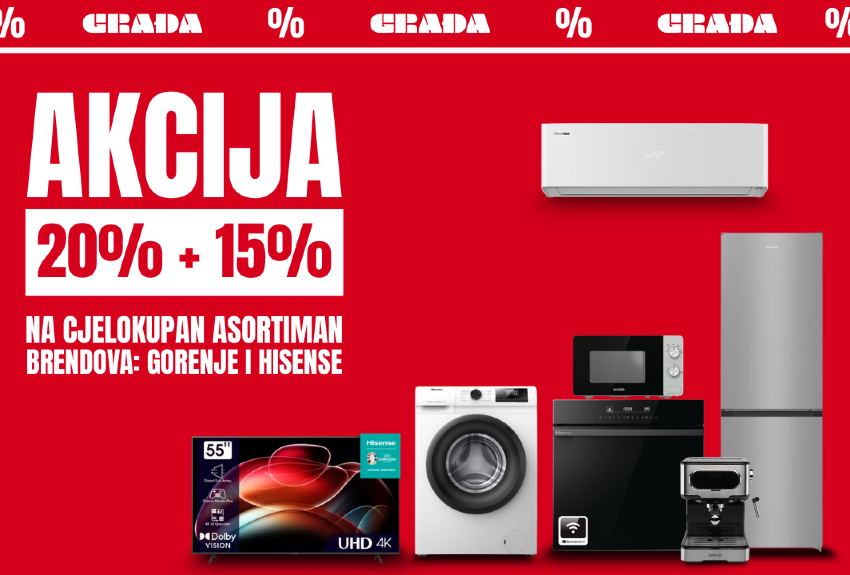 Opremate dom ili apartman? Građa donosi veliku akciju na sve Gorenje i Hisense uređaje!
