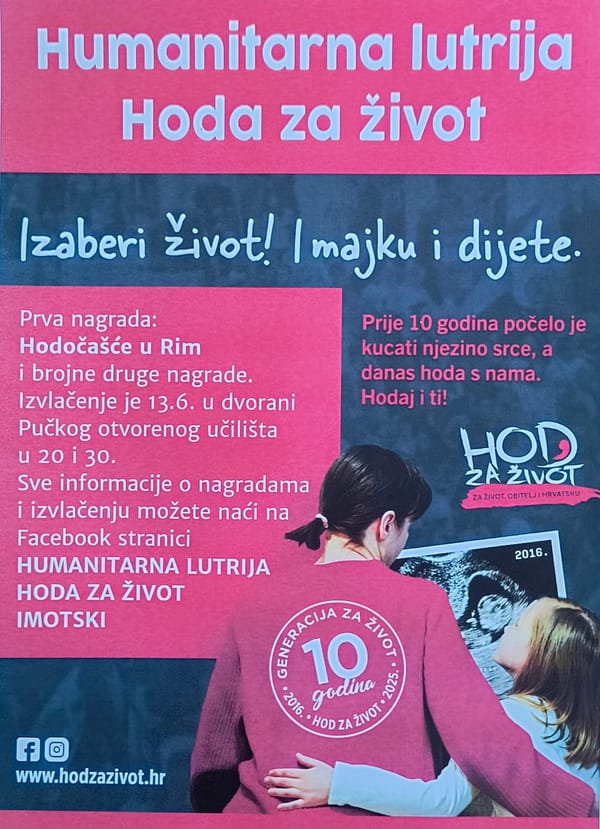 Hod za život Imotski organizira humanitarnu lutriju