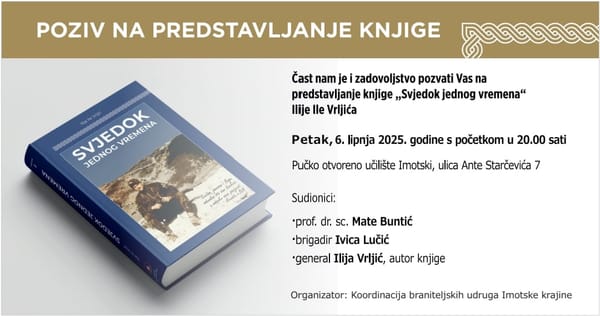 U petak promocija knjige Ilije Vrljića “Svjedok jednog vremena”