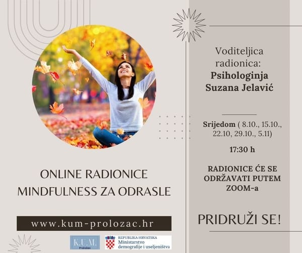 K.U.M. Proložac organizira online mindfulness radionice za odrasle