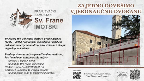 Franjevački samostan Imotski pokreće prikupljanje donacija za dovršetak nove vjeronaučne dvorane