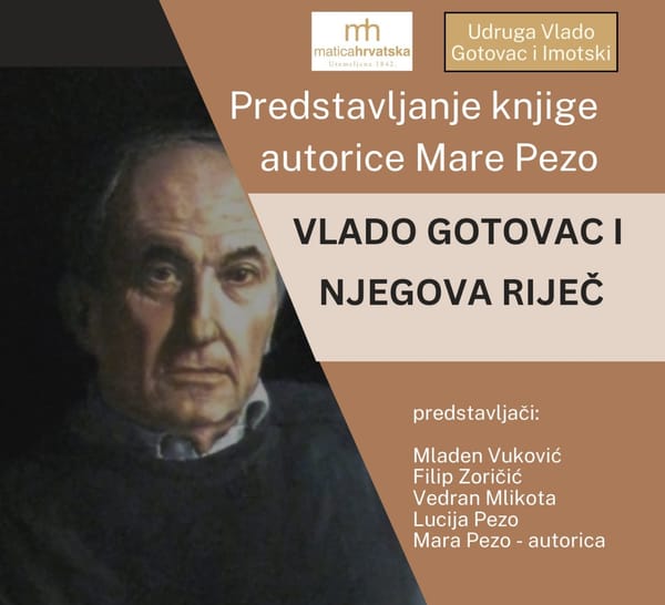 Predstavljanje knjige „Vlado Gotovac i njegova riječ“ autorice Mare Pezo